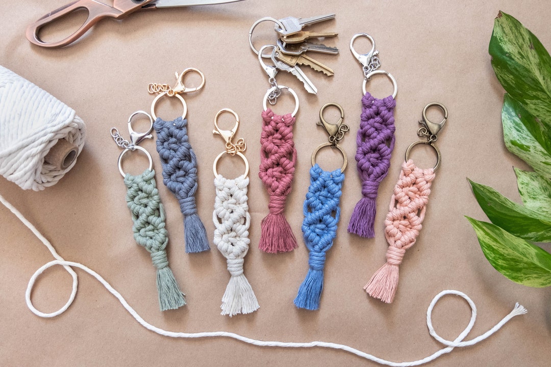 Macrame Keychain, Cute Rope Keychain Tassel, Short Small Macrame Keychain, Cute Rope Keychain Tassel, Short Small
