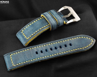 MH10 Lightning - Correa de reloj de cuero desgastado hecha a mano / Triple pliegue vintage / Artesanía de lujo personalizada