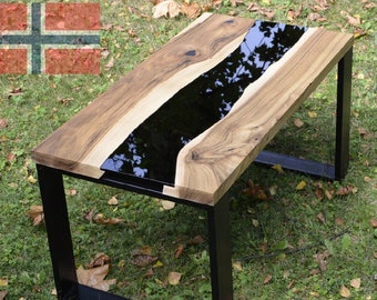 Walnut Live Edge Glass River Coffee Table LOFT