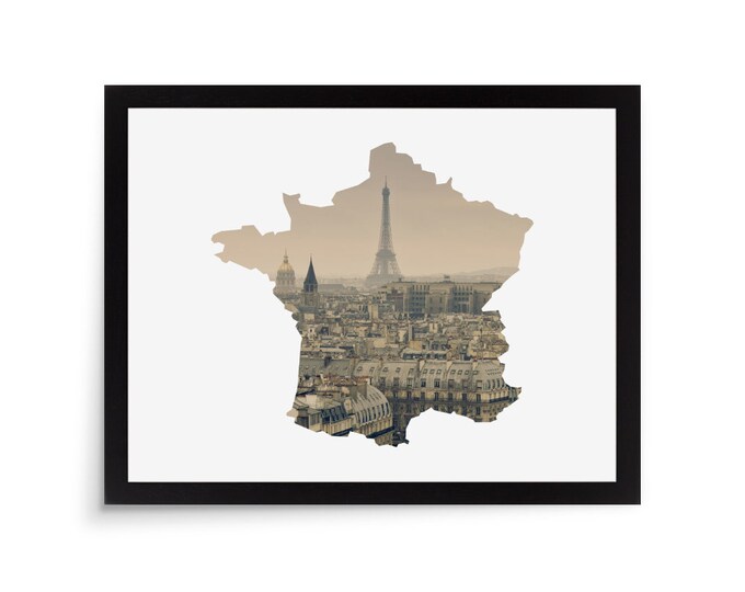 Travel Housewarming Photo Gift Picture Frame Mat Die Cut 11x14 France Photo Mat France Wall Art Decor Photo Frame Mat