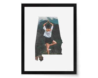 Alabama State Photo Mat - 11x14 White Cardstock Picture Frame Mat