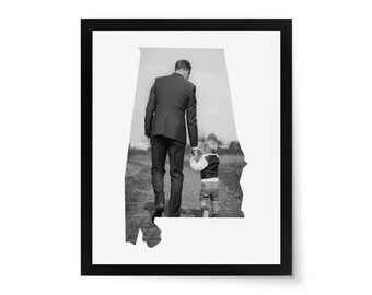 Alabama State Photo Mat - 8x10 White Cardstock Picture Frame Mat