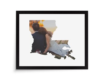 Louisiana State Photo Mat - 8x10 White Cardstock Picture Frame Mat