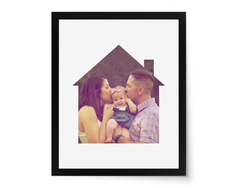House Photo Mat - 8x10 White Cardstock Picture Frame Mat