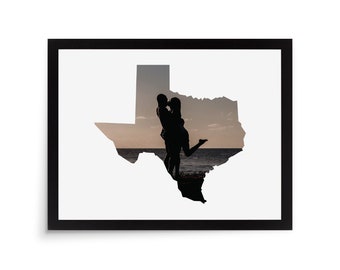 Texas State Photo Mat - 11x14 White Cardstock Picture Frame Mat