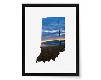 Indiana State Photo Mat - 11x14 White Cardstock Picture Frame Mat