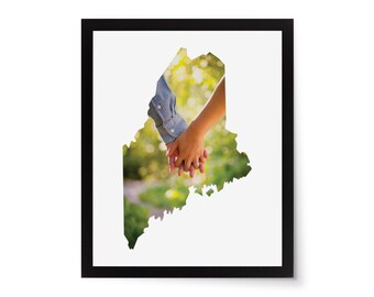 Maine State Photo Mat - 8x10 White Cardstock Picture Frame Mat