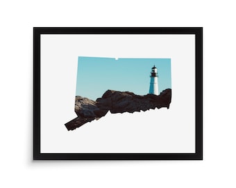 Connecticut State Photo Mat - 11x14 White Cardstock Picture Frame Mat