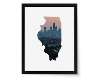 Illinois State Photo Mat - 11x14 White Cardstock Picture Frame Mat