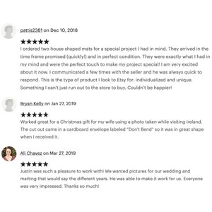 Może przedstawiać: Trzy recenzje klient&oacute;w dla sklepu na Etsy. Recenzje są pozytywne i podkreślają jakość produkt&oacute;w oraz szybkość odpowiedzi sprzedawcy. Recenzje pochodzą z grudnia 2018, stycznia 2019 i marca 2019.