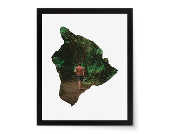Hawaii State Photo Mat - 8x10 White Cardstock Picture Frame Mat