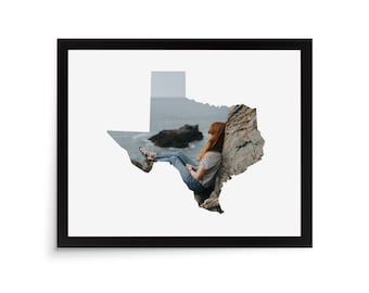 Texas State Photo Mat - 8x10 White Cardstock Picture Frame Mat