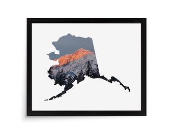 Alaska State Photo Mat - 8x10 White Cardstock Picture Frame Mat