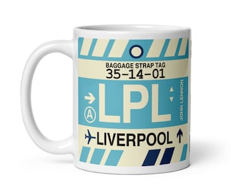 リバプール イングランド コーヒーマグ • LPL 空港コード • 旅行のお