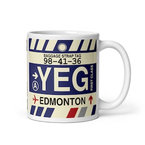 EDMONTON Alberta Coffee Mug • YEG Airport Code • Travel Souvenir / Aviation Gift / Wanderlust Memento / Location Artwork / Vacation Keepsake