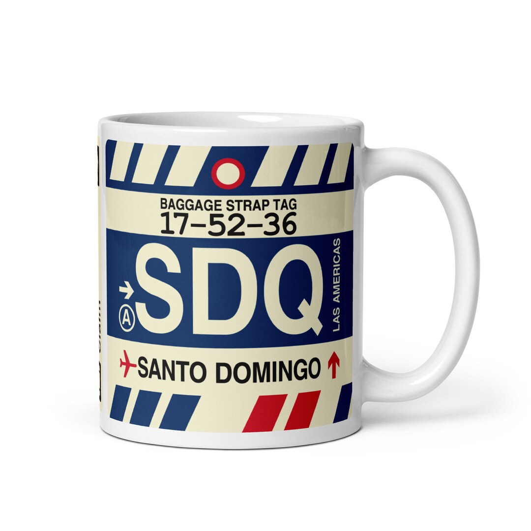 SANTO DOMINGO Coffee Mug Vintage Baggage Tag Design With The SDQ santo-domingo-coffee-mug-vintage-baggage-tag-design-with-the-sdq