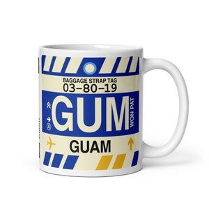 GUAM Coffee Mug • GUM Airport Code • Travel Souvenir / Aviation Gift / Wanderlust Memento / Location Artwork / Vacation Keepsake