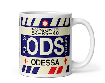 ODESSA Ukraine Coffee Mug • ODS Airport Code • Travel Souvenir / Aviation Gift / Wanderlust Memento / Location Artwork / Vacation Keepsake