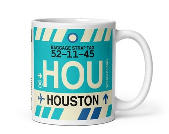 ヒューストン テキサス コーヒーマグ • HOU 空港コード • 旅行のお土産