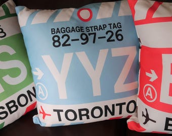CANADA Airport Code Throw Pillows • Travel Home Decor • Gifts for Pilots & Aviation Lovers • Vacation Souvenirs • Top Canadian Cities