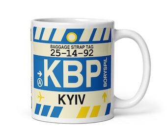 KYIV Ukraine Coffee Mug • KBP Airport Code • Travel Souvenir / Aviation Gift / Wanderlust Memento / Location Artwork / Vacation Keepsake