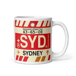 SYDNEY Australia Coffee Mug • SYD Airport Code • Travel Souvenir / Aviation Gift / Wanderlust Memento / Location Artwork / Vacation Keepsake