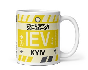 KYIV Ukraine Coffee Mug • IEV Airport Code • Travel Souvenir / Aviation Gift / Wanderlust Memento / Location Artwork / Vacation Keepsake