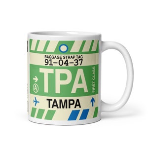 TAMPA Florida Coffee Mug • TPA Airport Code • Travel Souvenir / Aviation Gift / Wanderlust Memento / Location Artwork / Vacation Keepsake