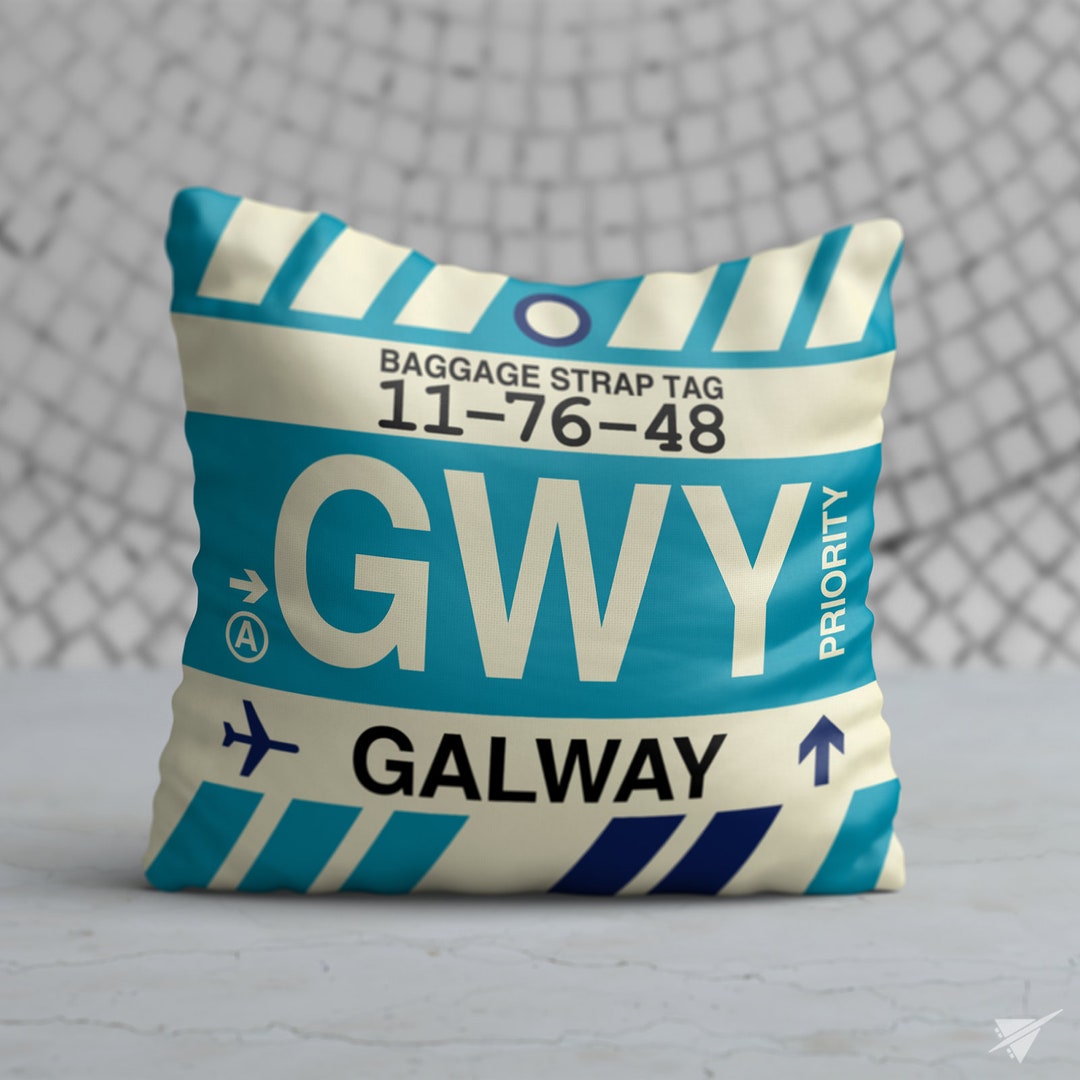GALWAY Throw Pillow Vintage Baggage Tag Design With the GWY Etsy