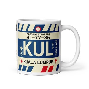 KUALA LUMPUR Malaysia Coffee Mug • KUL Airport Code • Travel Souvenir / Aviation Gift / Wanderlust Memento / Location Artwork / Keepsake