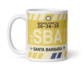 SANTA BARBARA California Coffee Mug • SBA Airport Code • Travel