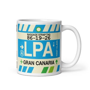 GRAN CANARIA Canary Islands Coffee Mug • LPA Airport Code • Travel Souvenir / Aviation Gift / Wanderlust Memento / Location Art / Keepsake