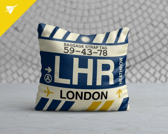 LONDON Throw Pillow LHR Airport Code LHR Throw Pillow London Airport Tag LHR