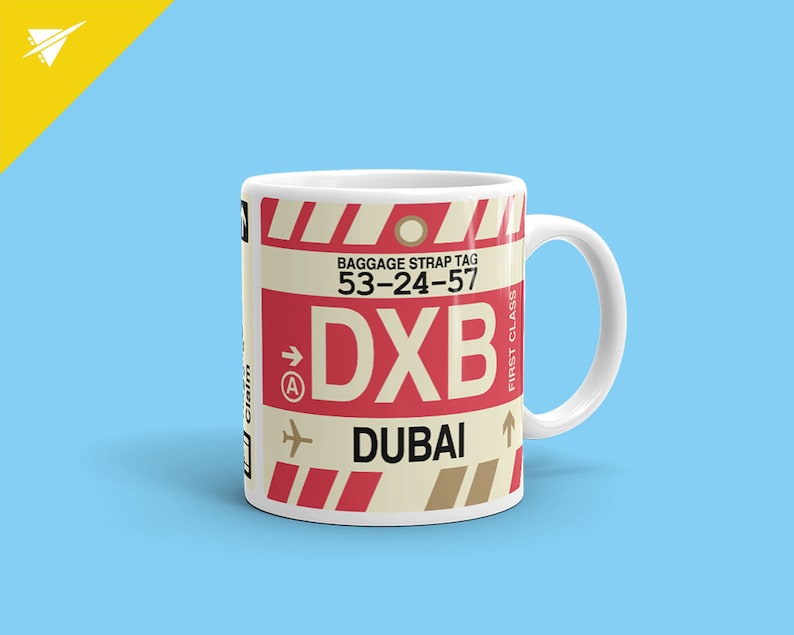 DUBAI Coffee Mug // DXB Airport Code // UAE TravelThemed Etsy