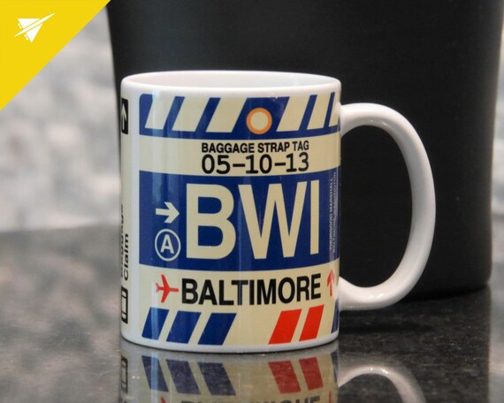 Baltimore Washington Coffee Mug Bwi Airport Code Etsy