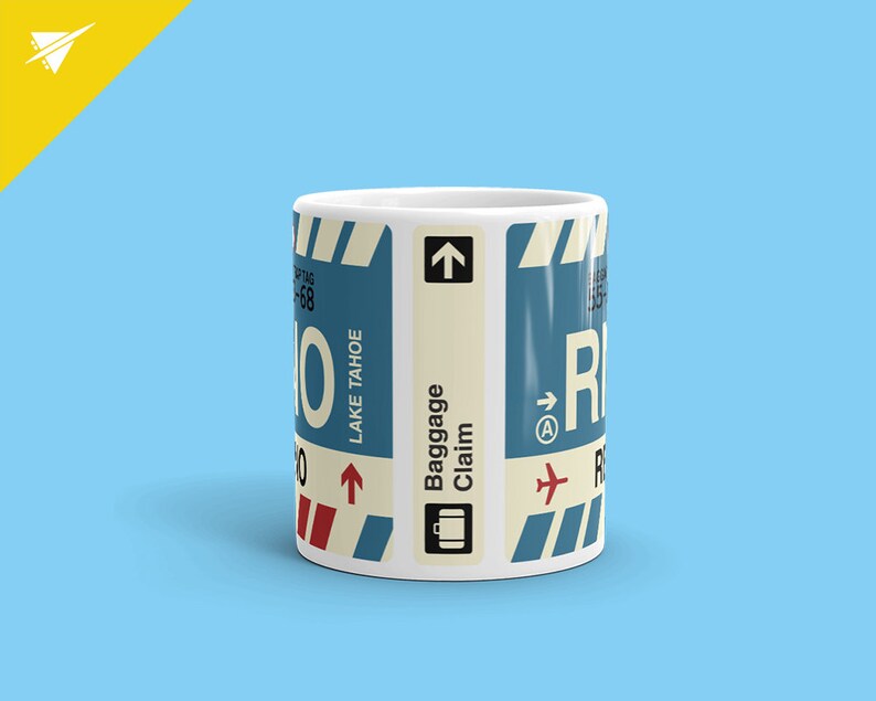 RENO Coffee Mug // RNO Airport Code // Nevada USA Souvenir and Etsy