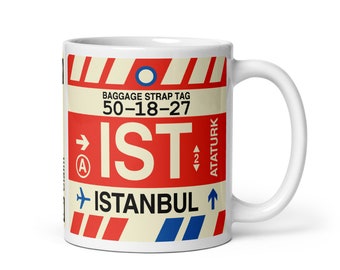 ISTANBUL Turkey Coffee Mug • IST Airport Code • Travel Souvenir / Aviation Gift / Wanderlust Memento / Location Artwork / Vacation Keepsake