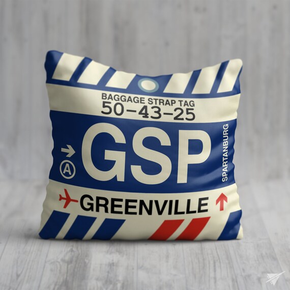 GREENVILLESPARTANBURG Throw Pillow // GSP Airport Code // Etsy