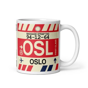 OSLO Norway Coffee Mug • OSL Airport Code • Travel Souvenir / Aviation Gift / Wanderlust Memento / Location Artwork / Vacation Keepsake