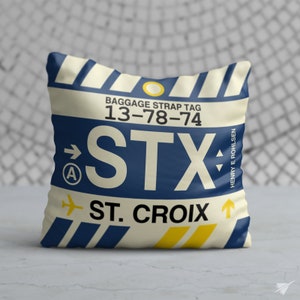 ST. CROIX Amerikanische Jungferninseln Dekokissen • STX Airport Code • Reise Souvenir / Luftfahrt Geschenk / Fernweh Dekor / Lage Kunst