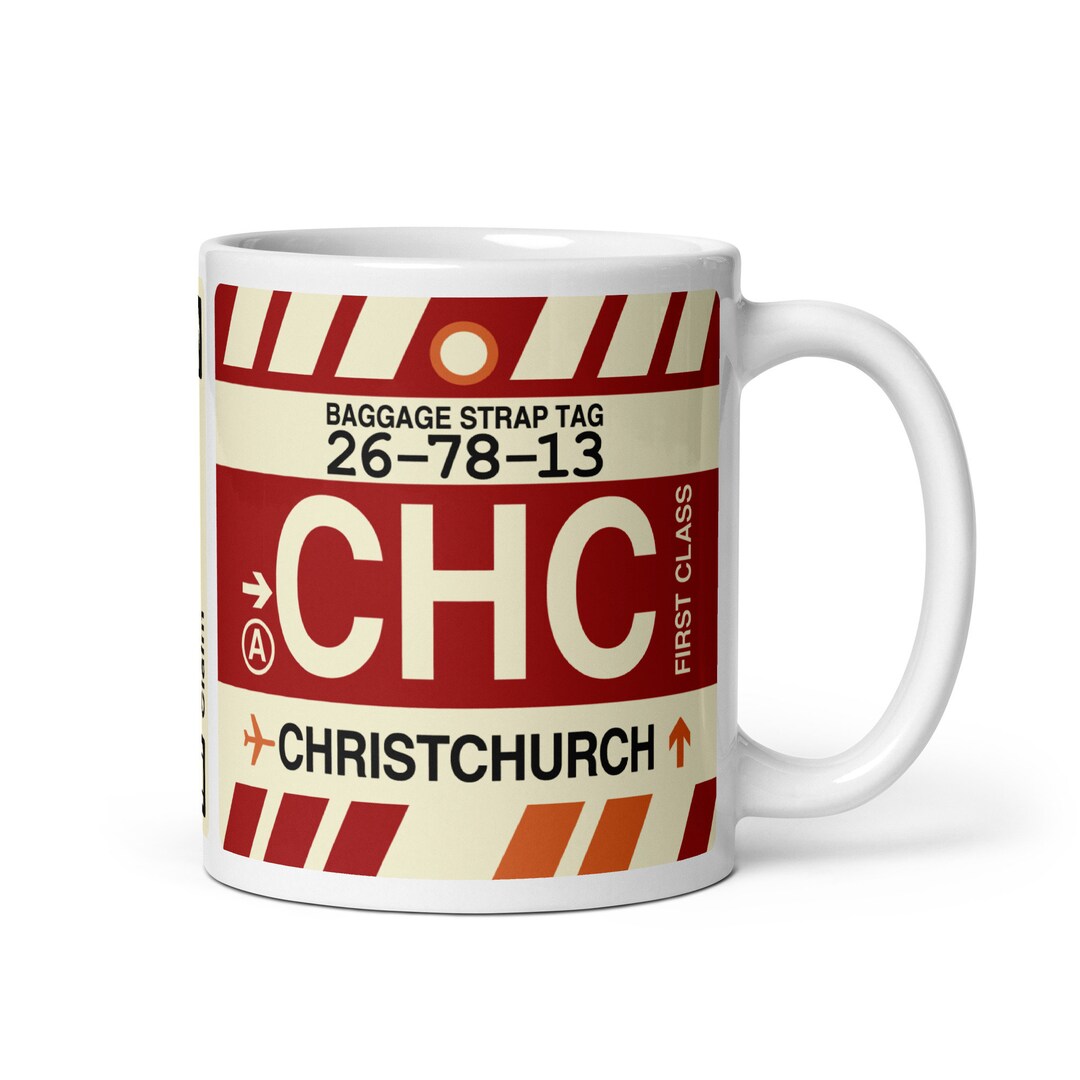 CHRISTCHURCH Coffee Mug Vintage Baggage Tag Design With the Etsy