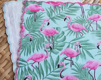 Flamingo Cotton and Linen Cocktail Napkins - Summer Fun Table Decor