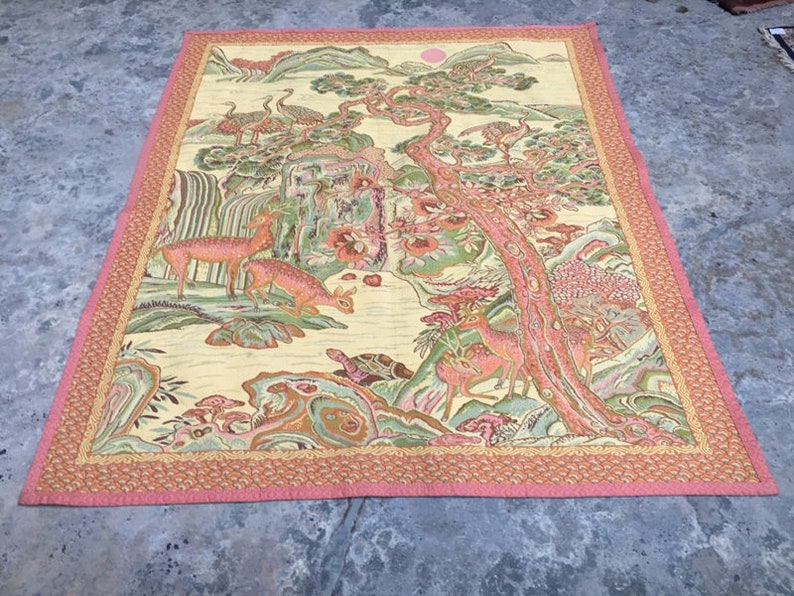 French Tapestry Antique Pictorial Tapestry Tapestry Wall Etsy