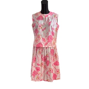 1960s Pink Floral Skirt Set - Lightweight Vintage Two-Piece