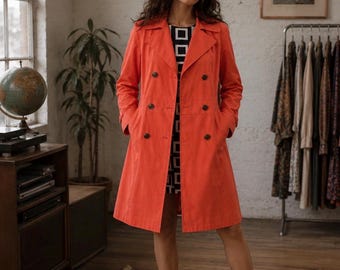 1960s Swordfish Vintage Trench Coat, Double Breasted All Weather Coat, Medium