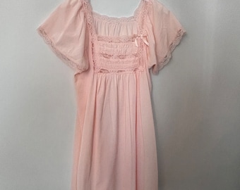 Vintage 1970s Orange Yoke Nightgown, 70s Vintage Angel Wings 1970s Nightgown, Nylon Nightgown, Medium