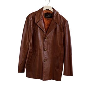 1970s Brown Leather Coat - Leathers by Jeffrey - Size 44