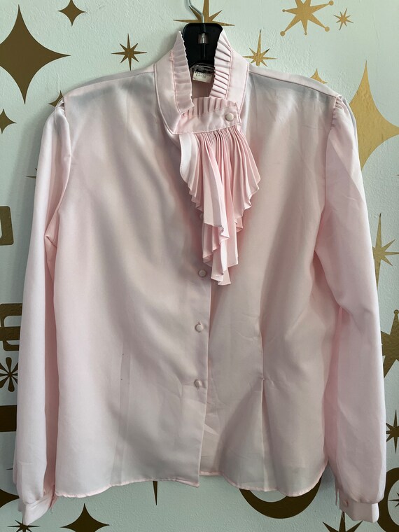 Vintage Pink Ruffle Blouse, Pink Ruffle Blouse, Vi