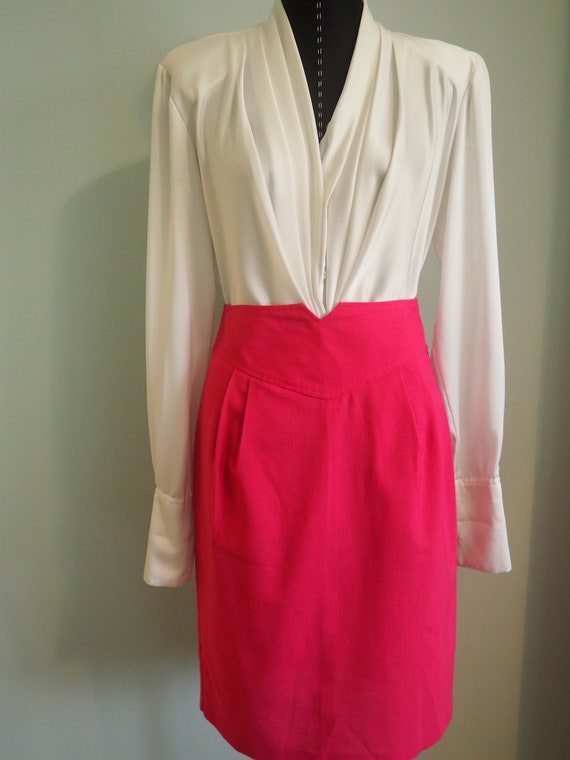 Vtg 70s High Waisted Pink Roberto Orsini Skirt, 7… - image 7