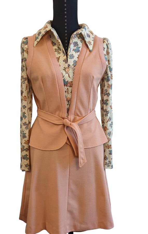 1970s Patricia Fair Dress and Belted Vest, Two Pi… - image 7